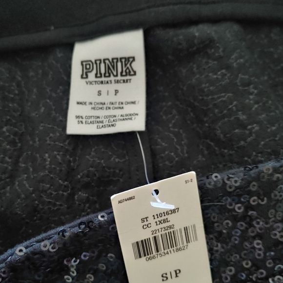 HTF NEW Victoria's Secret Pink Angel black sequin leggings pants Small S - Picture 4 of 7